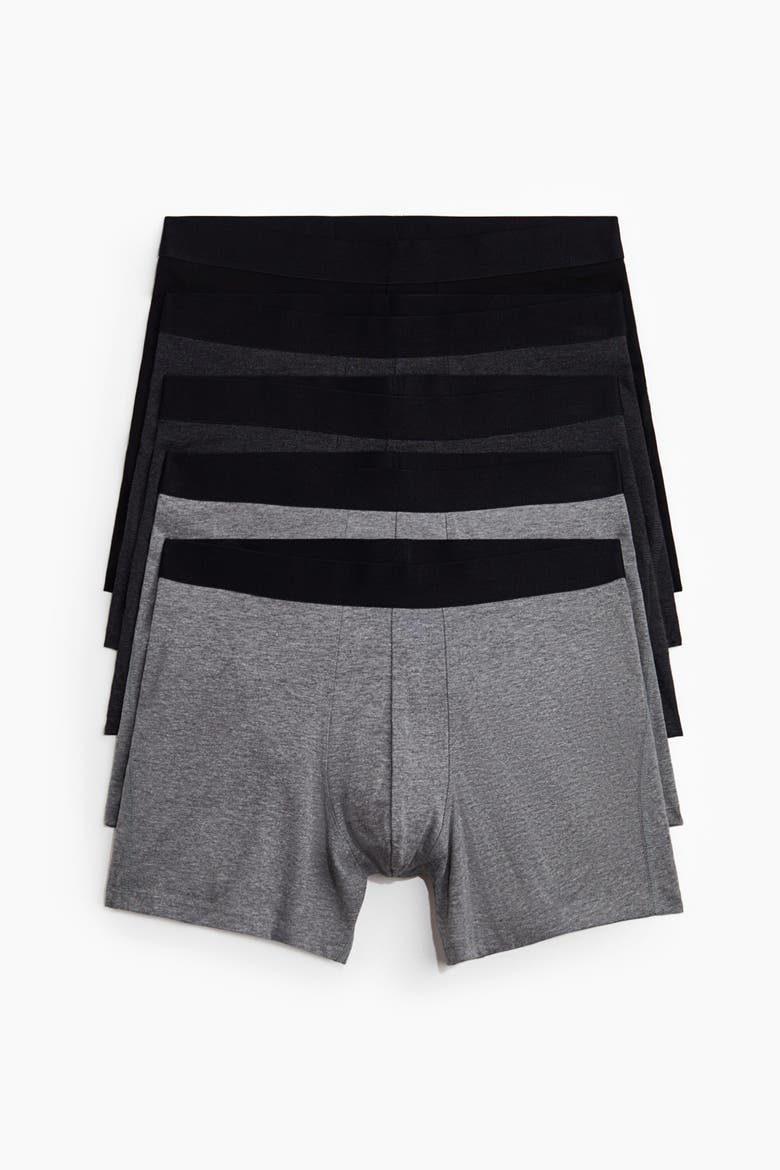 5-pack Mid Trunks With Lycra®, Alternate, color, Dark gray melange/black