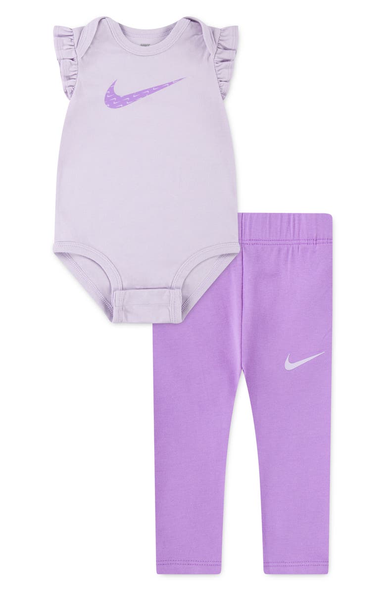Nike Swoosh Motion Bodysuit & Leggings Set, Main, color, Rush Fuchsia