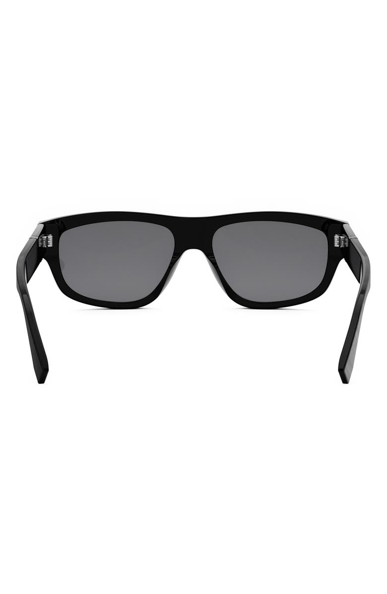 Fendi Diagonal 56mm Geometric Sunglasses, Alternate, color, Shiny Black / Smoke