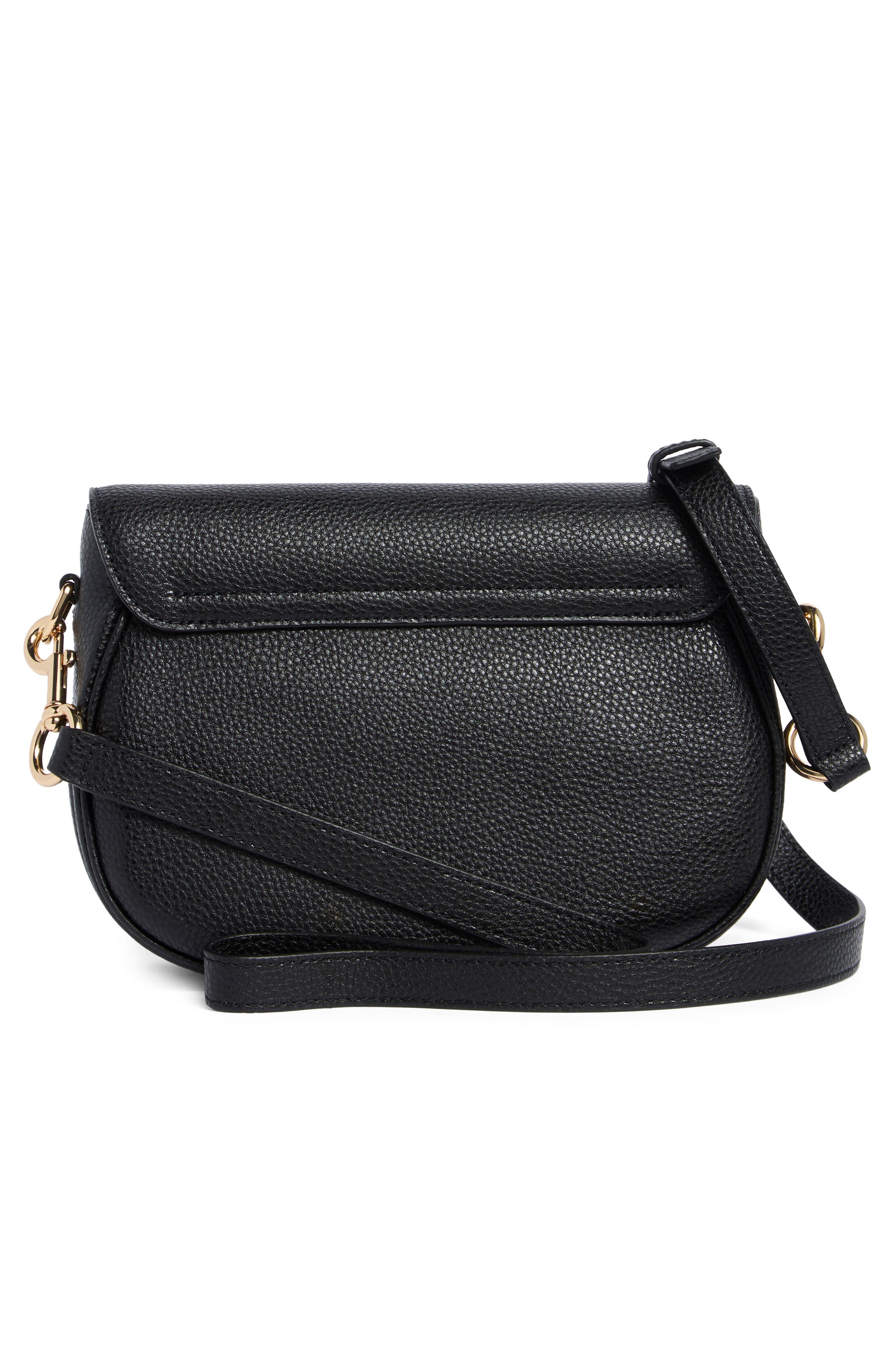 The Large Leather Saddle Bag, Alternate, color, BLACK