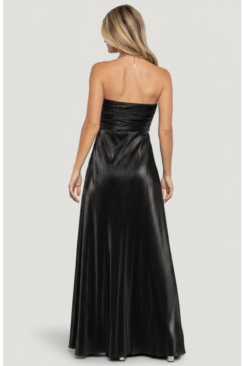 Seraphine Pleated Strapless Gown, Alternate, color, Black