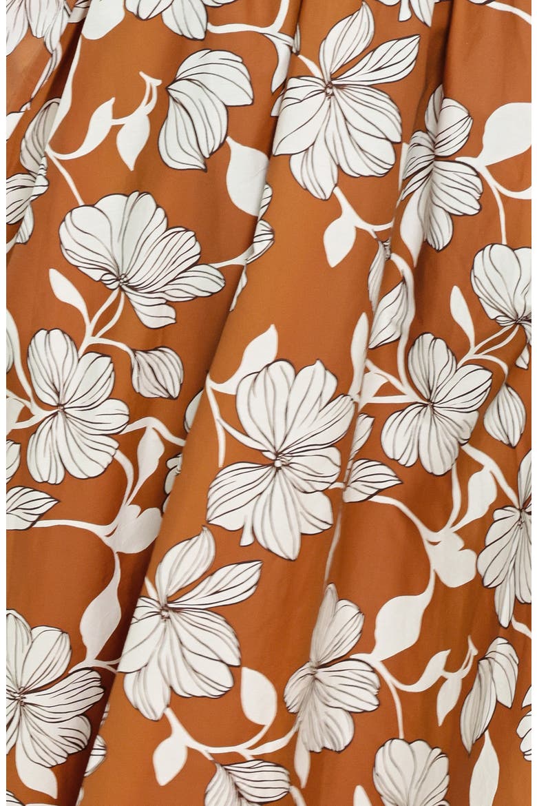 Floral Print Halter Midi Dress, Alternate, color, CAMEL