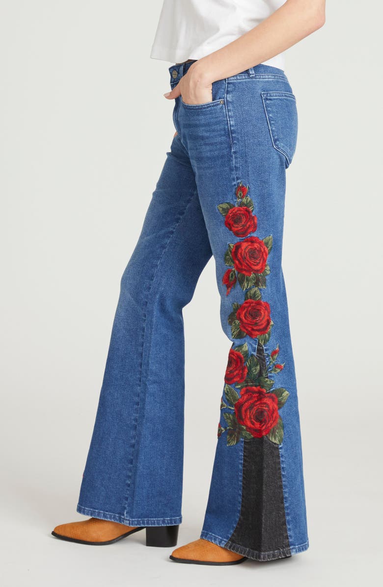Driftwood Fab Farrah Midnight Rose Wide Leg Jeans, Alternate, color, Black/ Blue