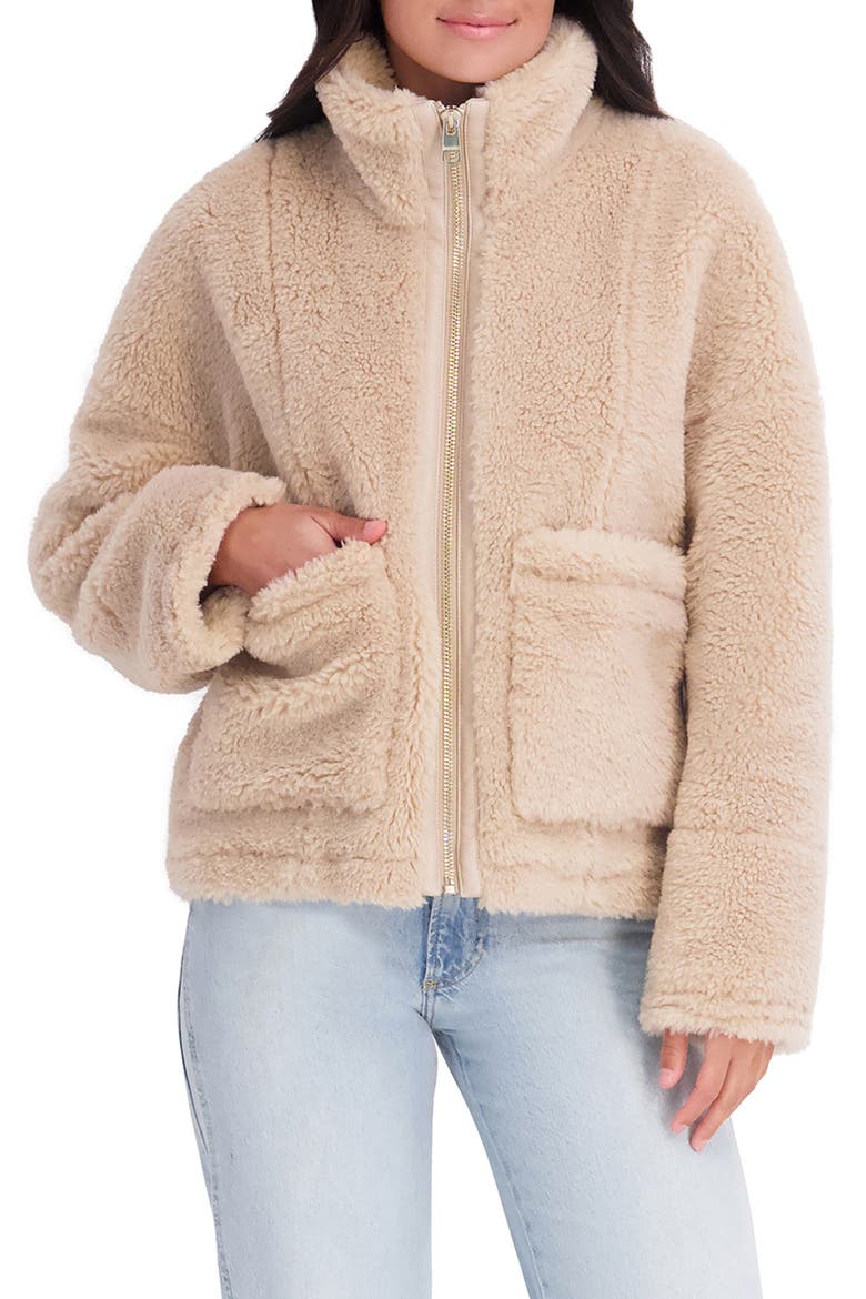 Faux Fur Coat, Alternate, color, KHAKI
