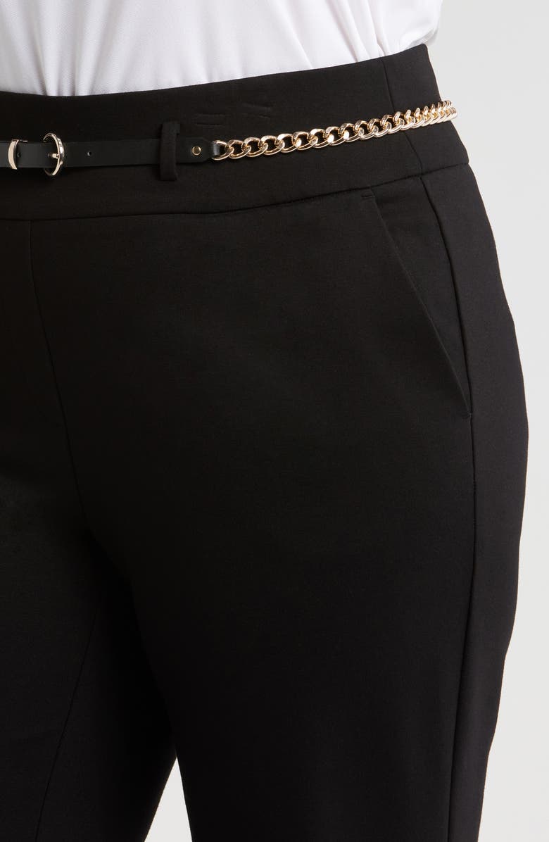 Anne Klein Chain Belt High Waist Wide Leg Pull-On Pants, Alternate, color, 