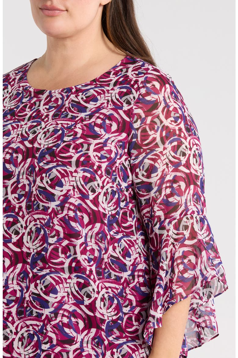 Ruffle Sleeve Top, Alternate, color, CERISE MULTI