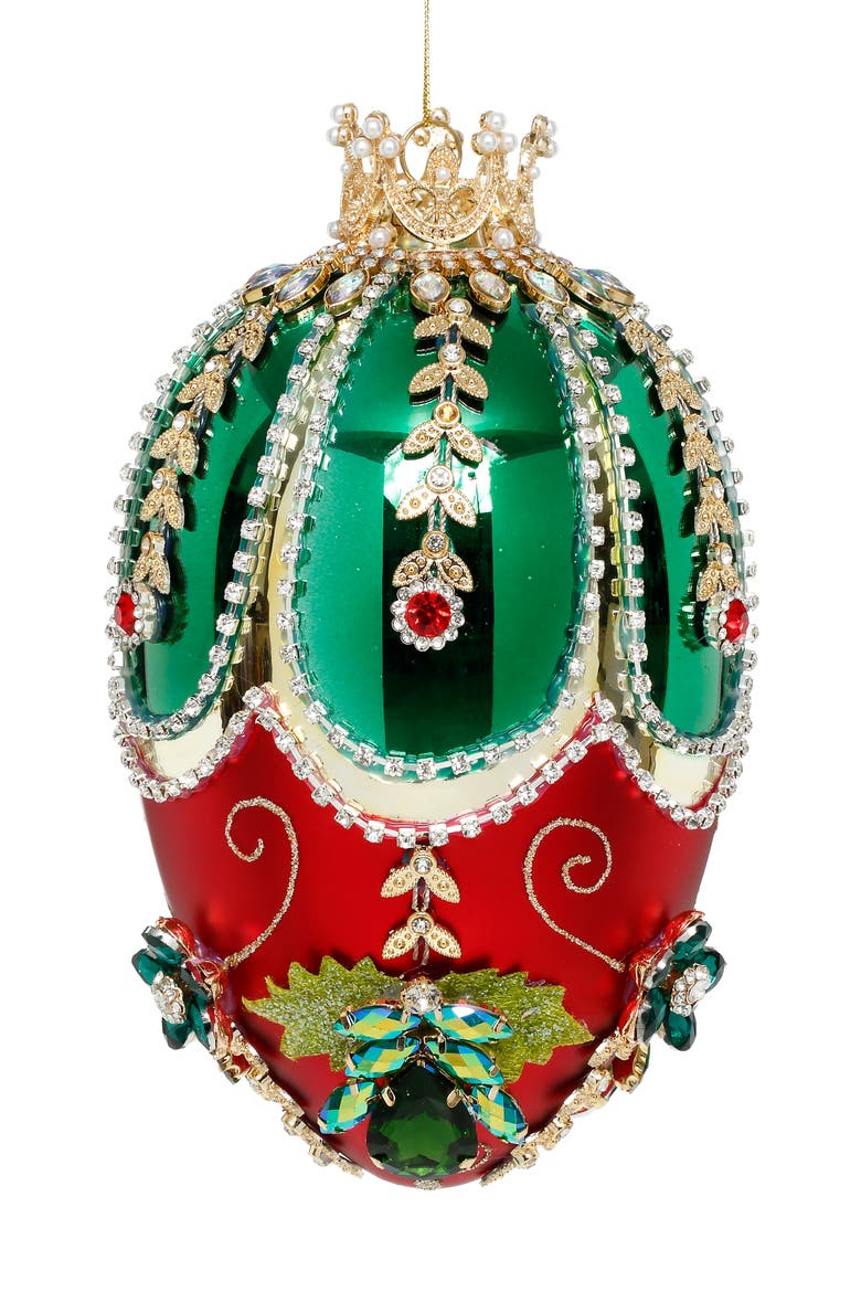 Faberge Jewel Egg Ornament , Green/Red, Main, color, Red