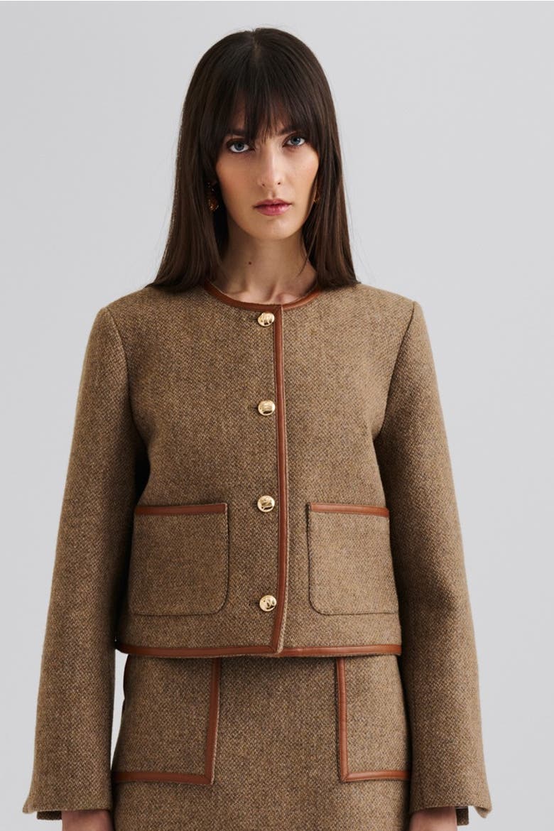 Ninette Dressed Wool Jacket, Main, color, Taupe