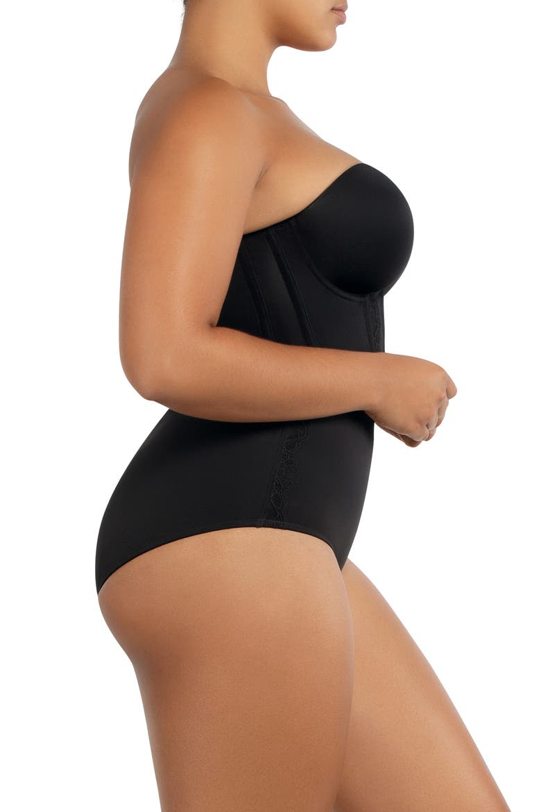 Elissa Full Busted Strapless Bustier, Alternate, color, BLACK