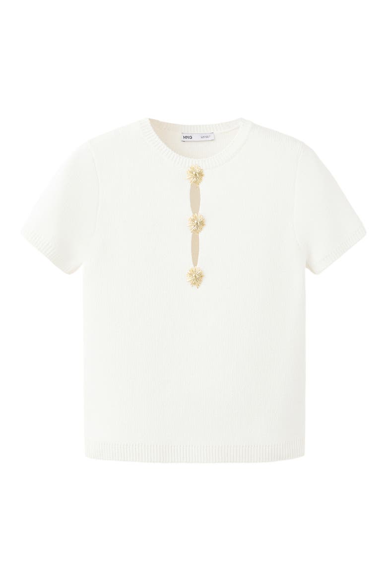 Metallic Cutout Short Sleeve Sweater, Alternate, color, ECRU
