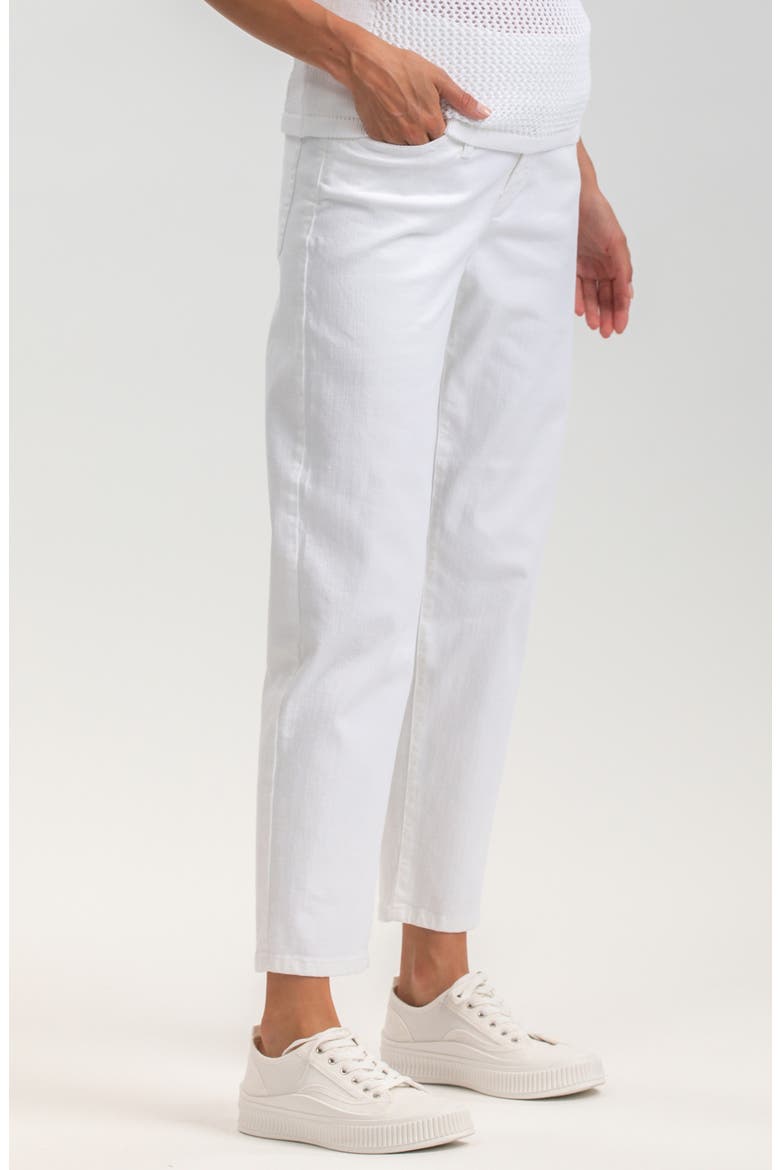Ankle Straight Leg Maternity Mom Jeans, Alternate, color, WHITE