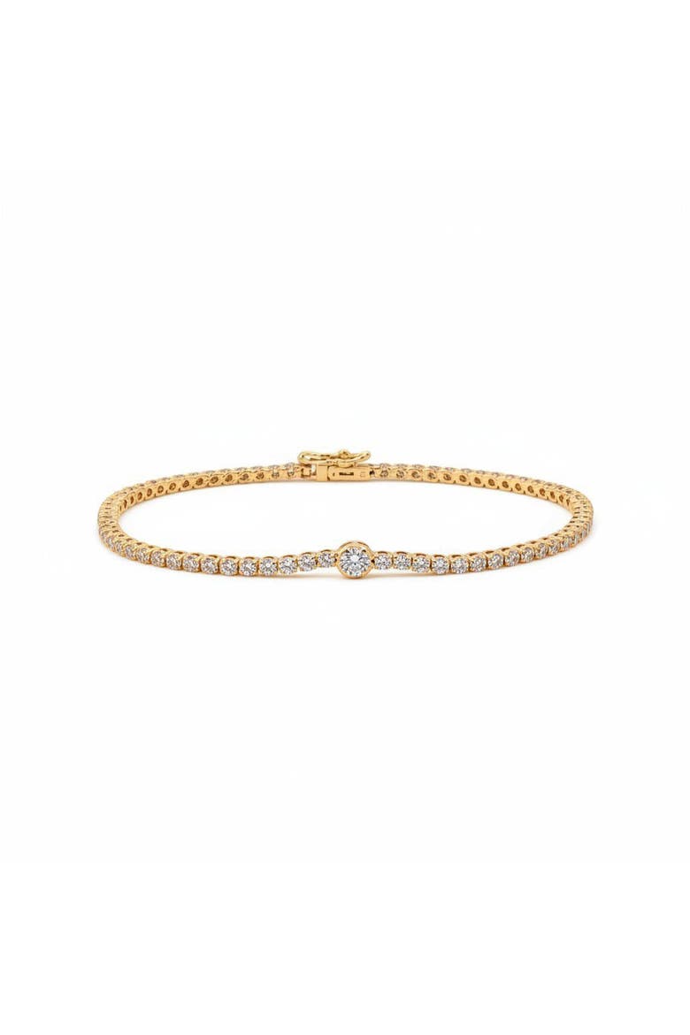 Lab Grown Diamond Round Bezel Accent Tennis Bracelet 14K, Main, color, 14K Gold