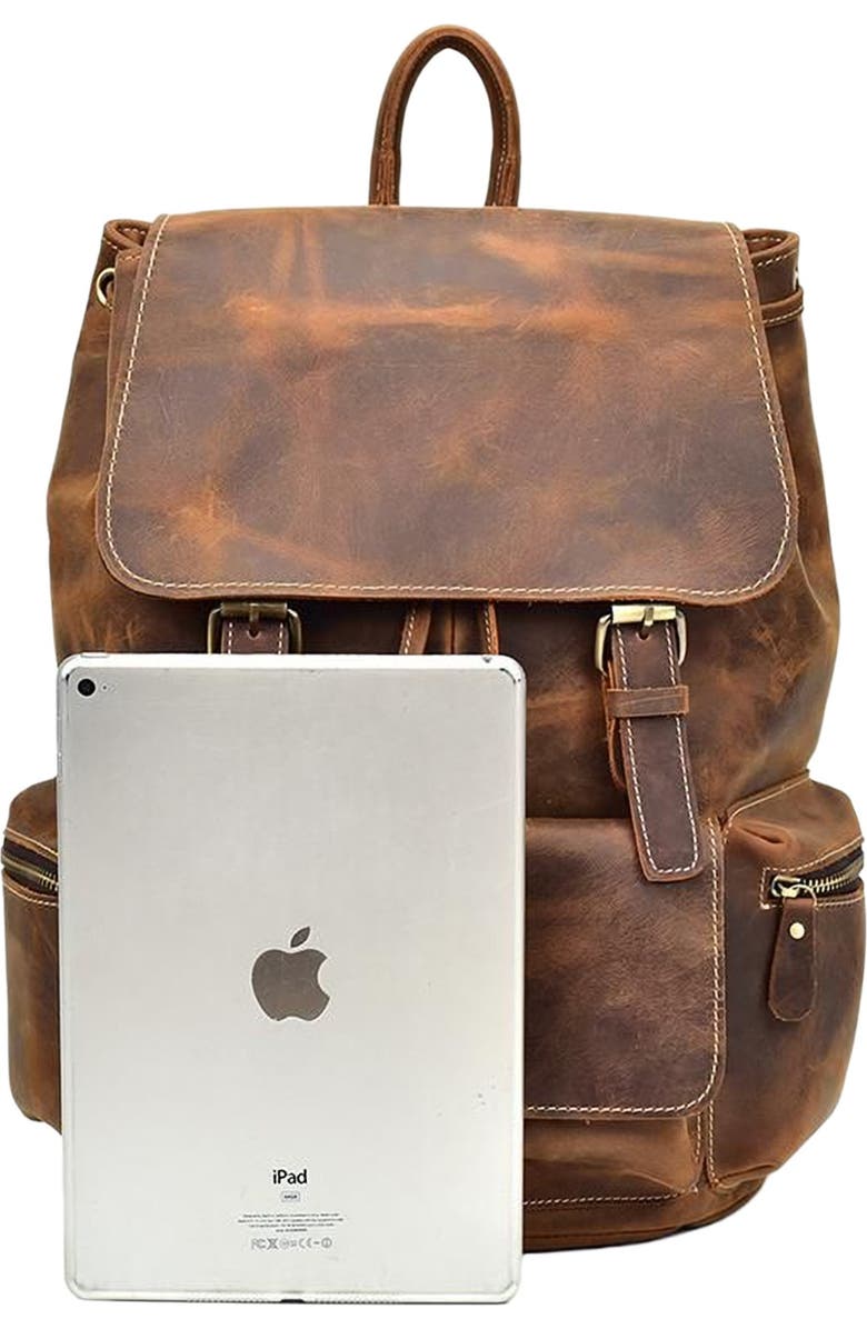 STEEL HORSE LEATHER The Hagen Backpack | Vintage Leather Backpack, Alternate, color, Brown