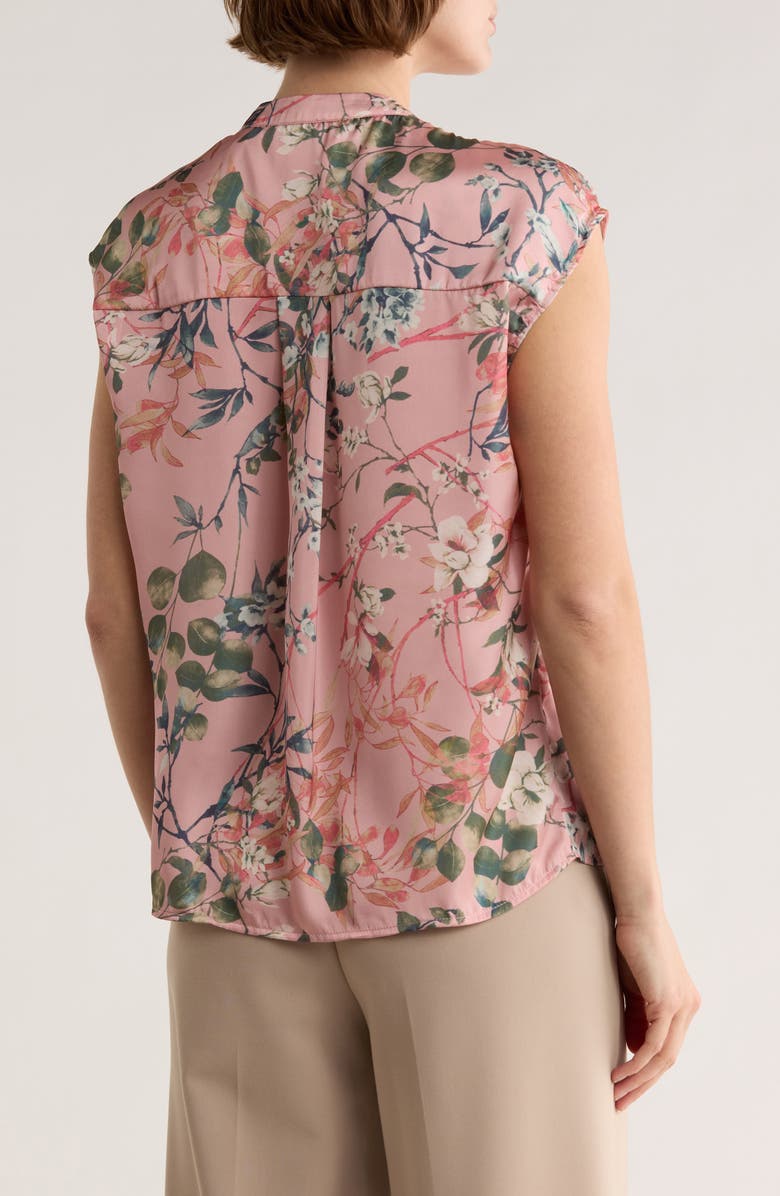 ELIE ELIE TAHARI Floral Sleeveless Button-Up Top, Alternate, color, Pink Floral Vine