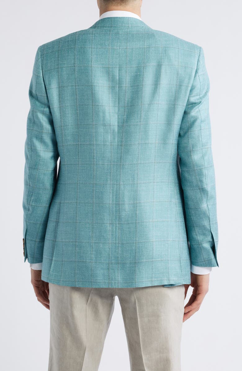 Canali Siena Regular Fit Green Windowpane Check Cashmere & Linen Blend Sport Coat, Alternate, color, Bright Green