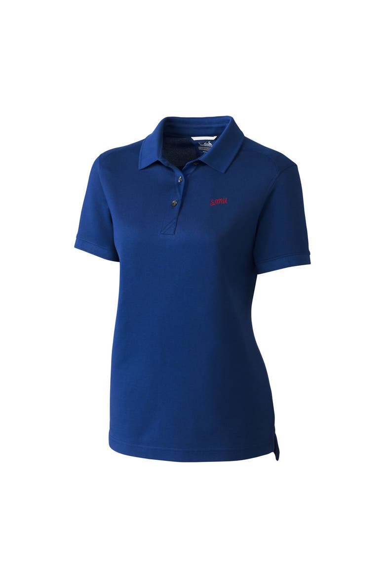 Women's Cutter & Buck  Royal SMU Mustangs Vault DryTec Advantage Tri-Blend Pique Womens Polo, Alternate, color, Royal