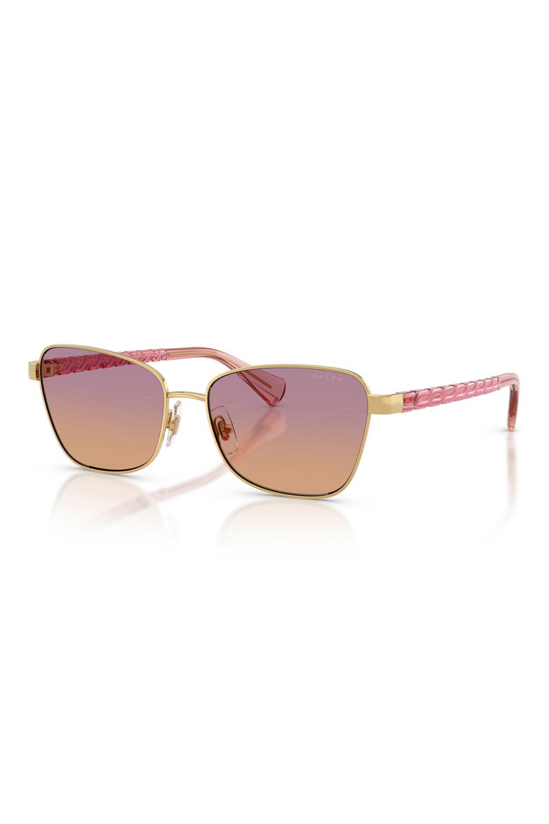 56mm Oversize Gradient Irregular Sunglasses, Alternate, color, SHINY GOLD / GRADIENT ROSE