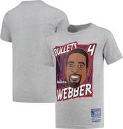 Mitchell & Ness Youth Mitchell & Ness Chris Webber Heathered Gray Washington Bullets Hardwood Classics King of the Court Player T-Shirt