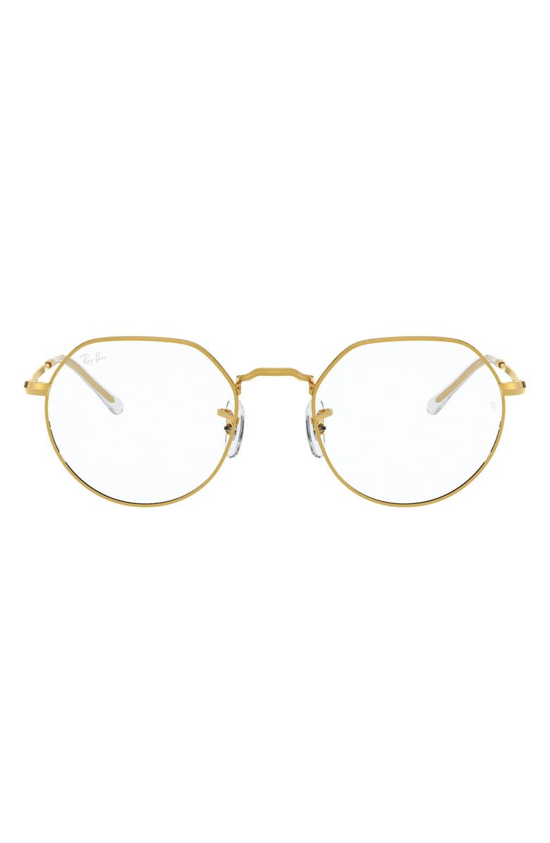 Ray-Ban Unisex Jack 49mm Hexagonal Optical Glasses, Main, color, Shiny Gold