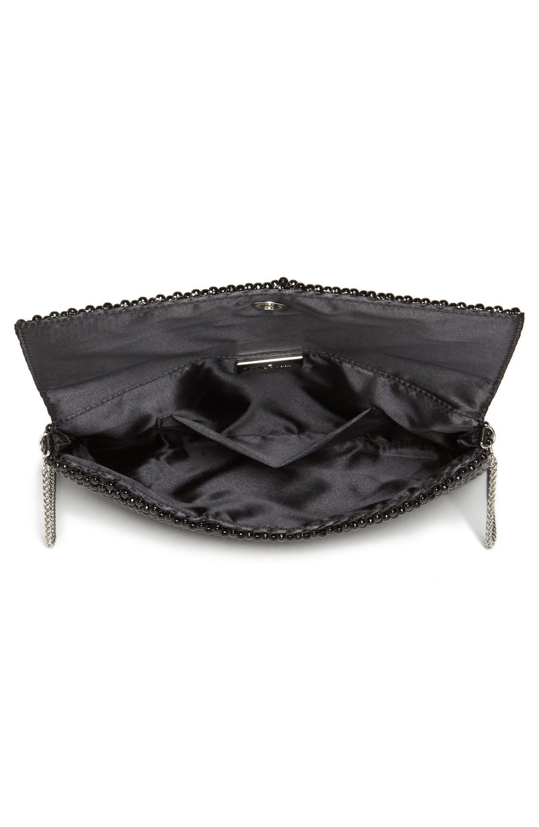 Beaded Mesh Clutch, Alternate, color, BLACK