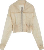 Rick Owens Dracucollar Crop Tulle Bomber Jacket