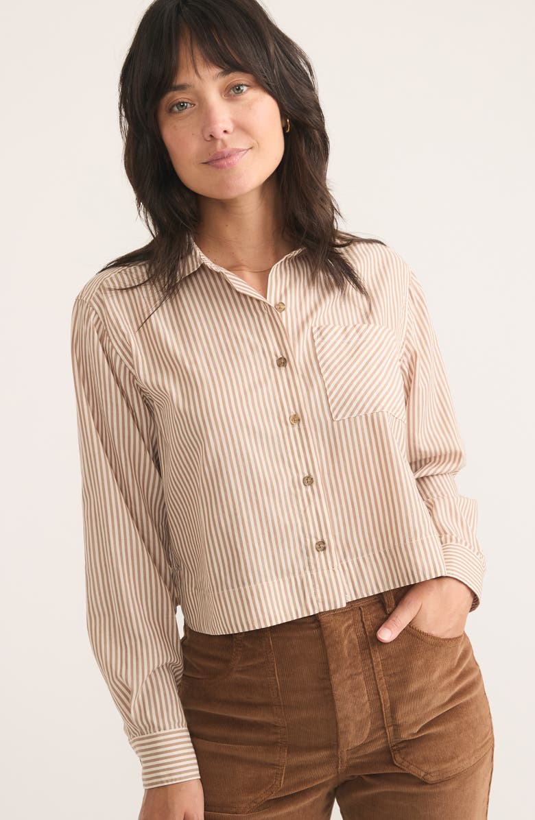 Marine Layer Mila Stripe Crop Button-Up Shirt, Alternate, color,