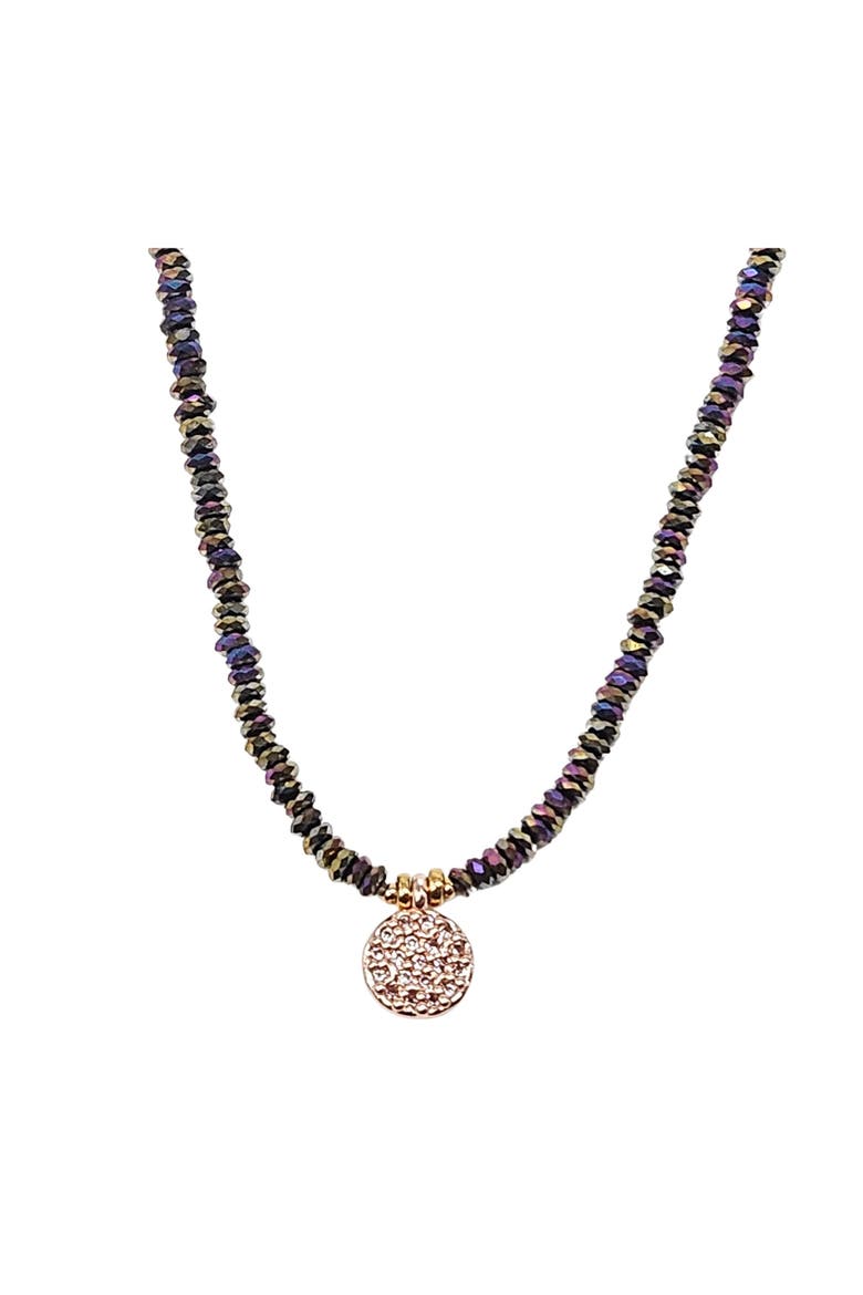 Rainbow Pyrite Necklace Charm Choker, Main, color, Black