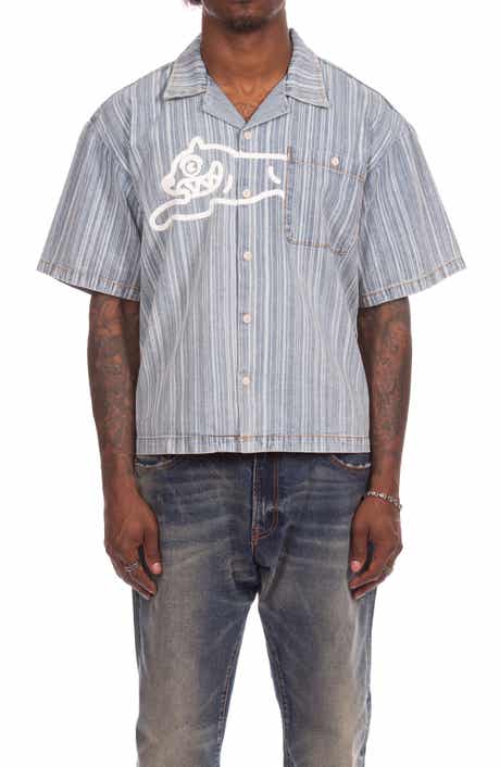 Float Running Dog Denim Graphic Camp Shirt