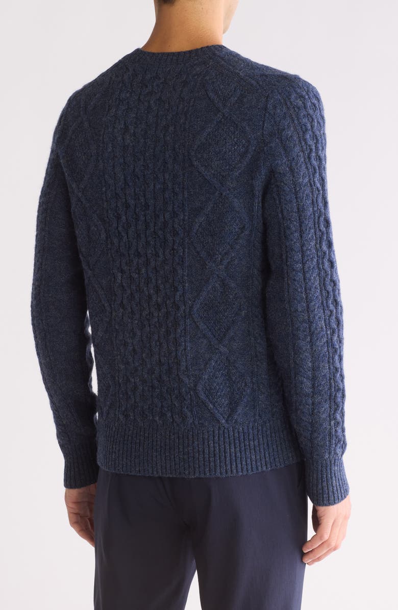 Brooks Brothers Aran Cable Knit Wool Sweater, Alternate, color,