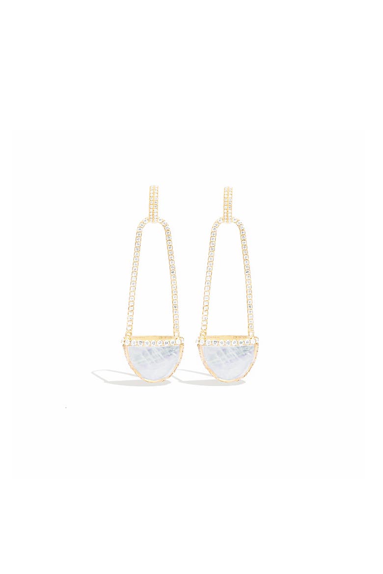 Found Cap Chandelier Earring with Stone, Main, color, Moonstone & Diamond-Gold