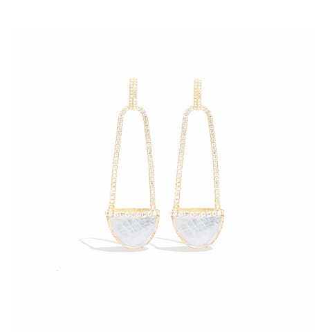 Found Cap Chandelier Earring with Stone