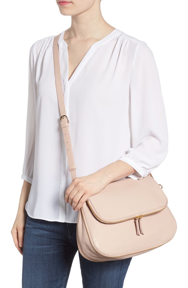 Nordstrom Kara Leather Expandable Crossbody Bag, Alternate, color,