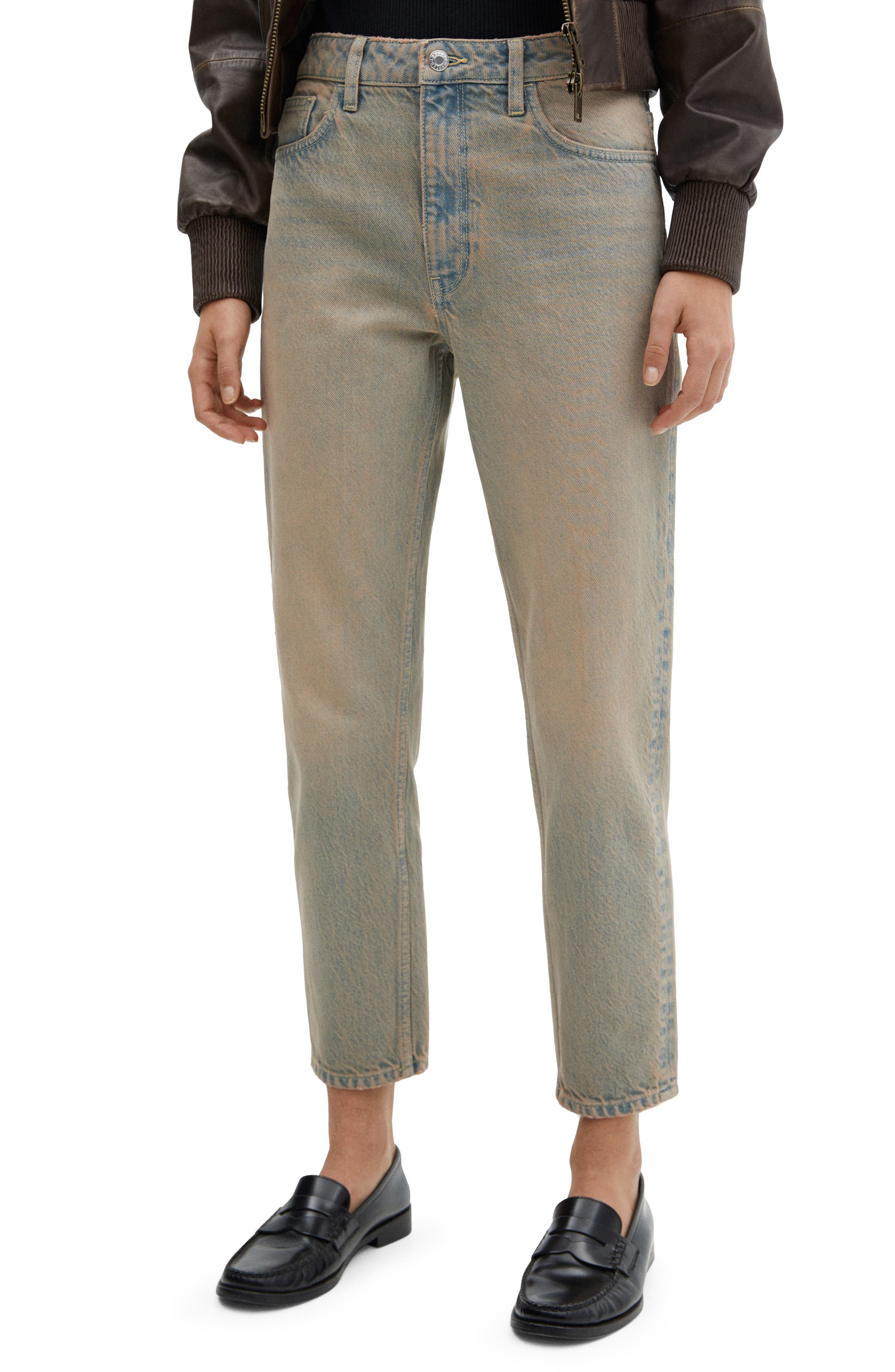 MANGO Tinted High Waist Ankle Tapered Mom Jeans