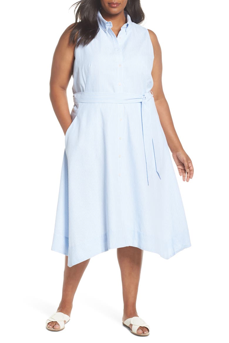 Sleeveless Stripe Seersucker Shirtdress video