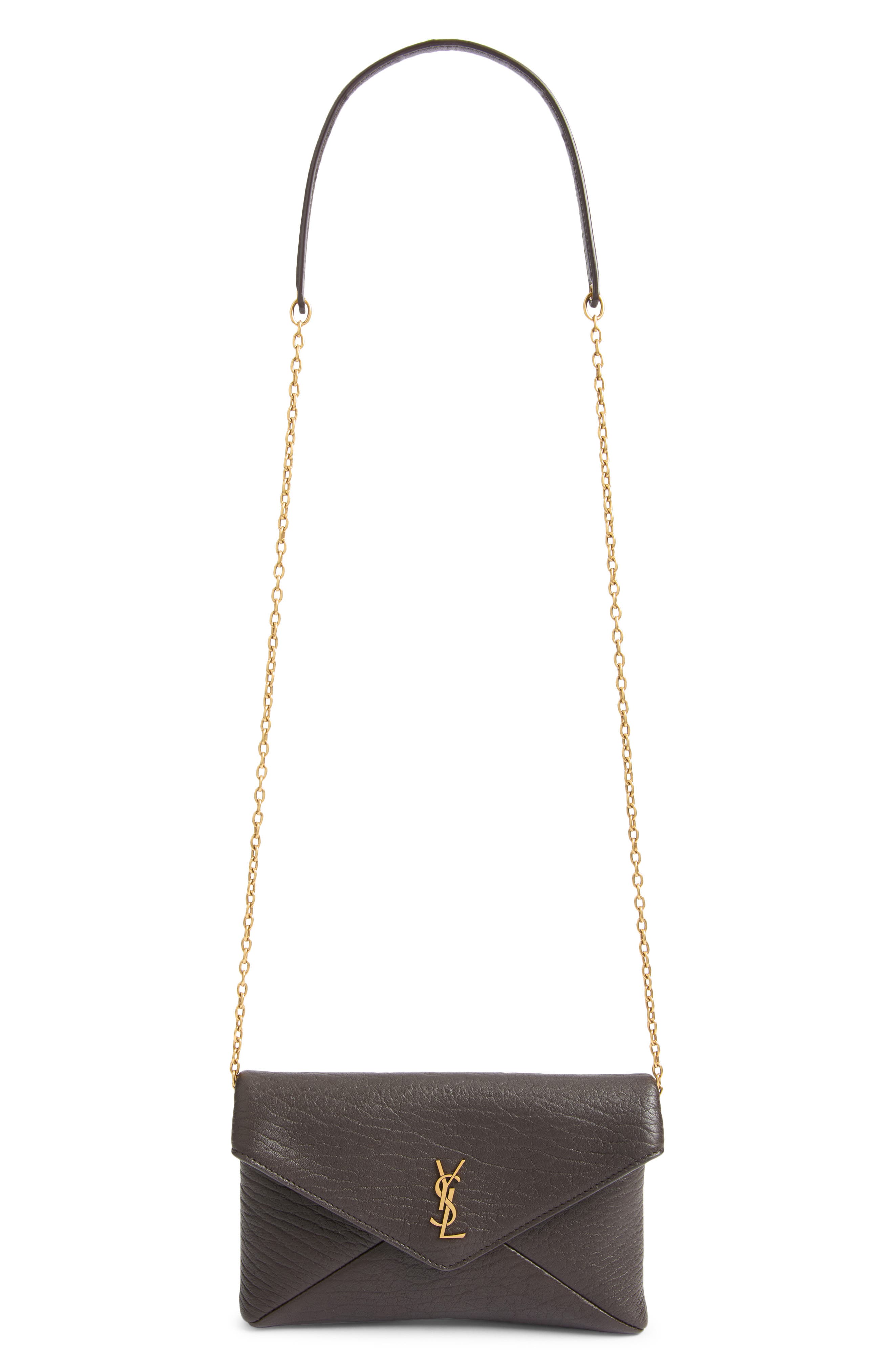 Small Leather Crossbody Bag, Main, color, CHOCOLATE NOIR