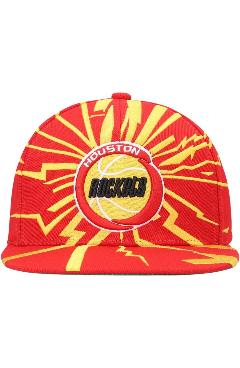 Mitchell & Ness Men's Mitchell & Ness Red Houston Rockets Hardwood Classics Earthquake Snapback Hat, Alternate, color, 