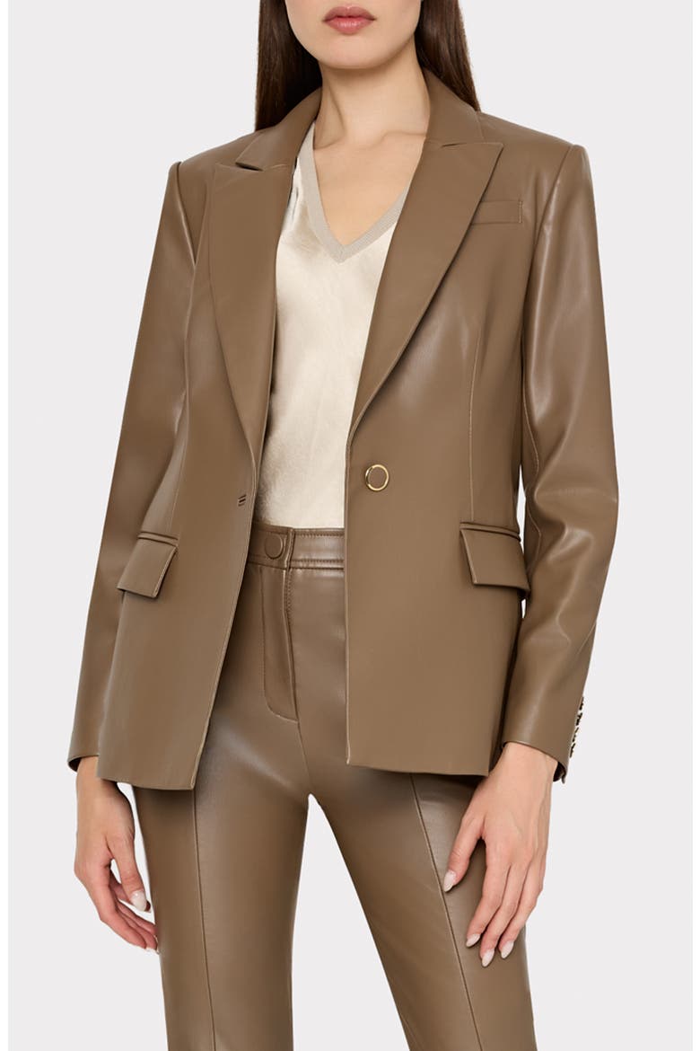 Alexa Faux Leather Blazer, Main, color, MOCHA