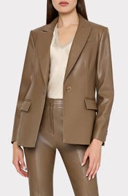 Milly Alexa Faux Leather Blazer