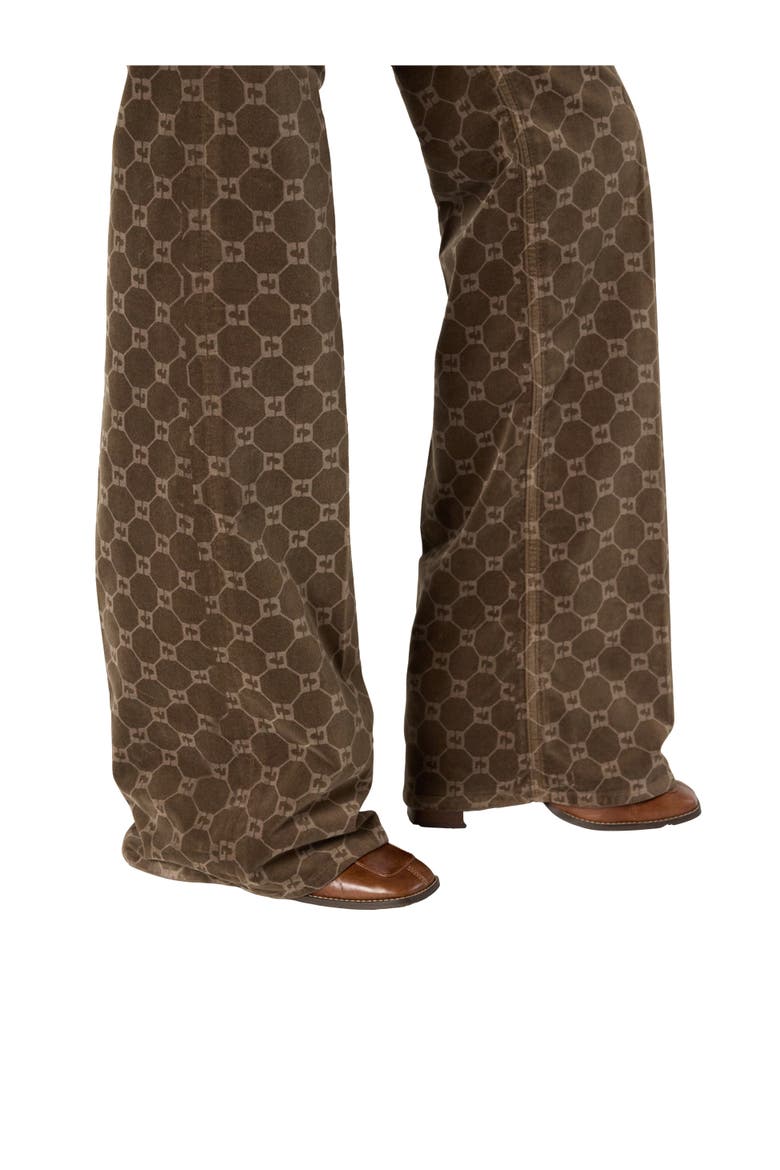 Anna Flared Monogram Jeans, Alternate, color, Coffee