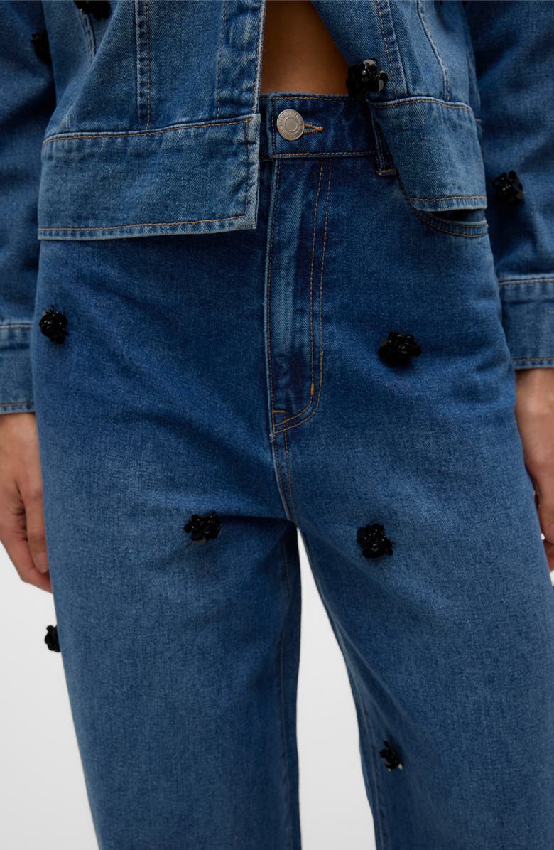 VERO MODA Taylor Embellished Loose Baggy Jeans, Alternate, color, Medium Blue Denim