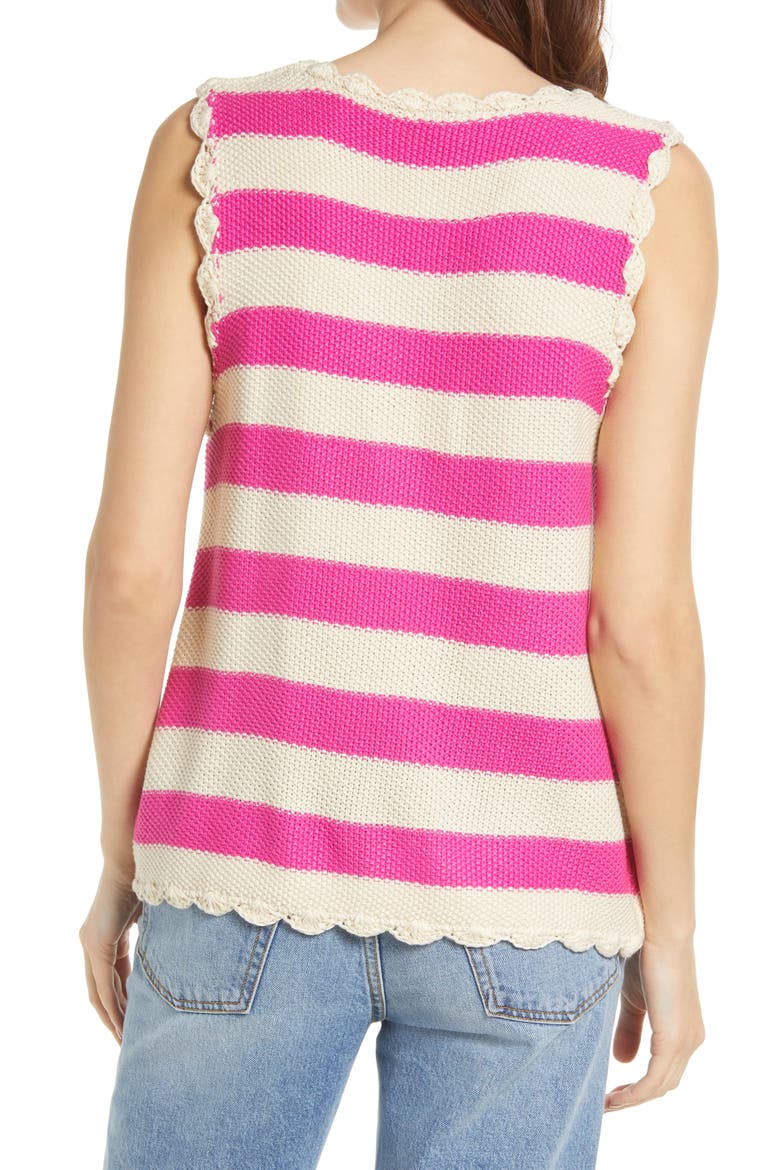 Uma Stripe Sleeveless Sweater, Alternate, color, VIOLINE
