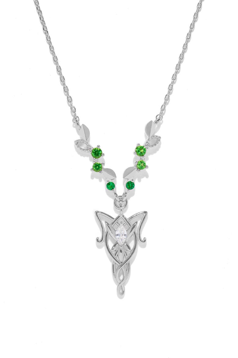 18k Gold Plated Cubic Zirconia Elven Pendant Necklace, Main, color, SILVER