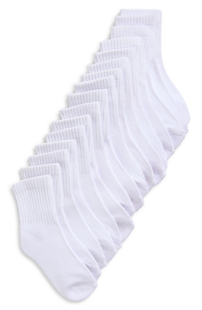 Capelli New York Kids' 8-Pack Cushioned Quarter Socks, Main, color, White