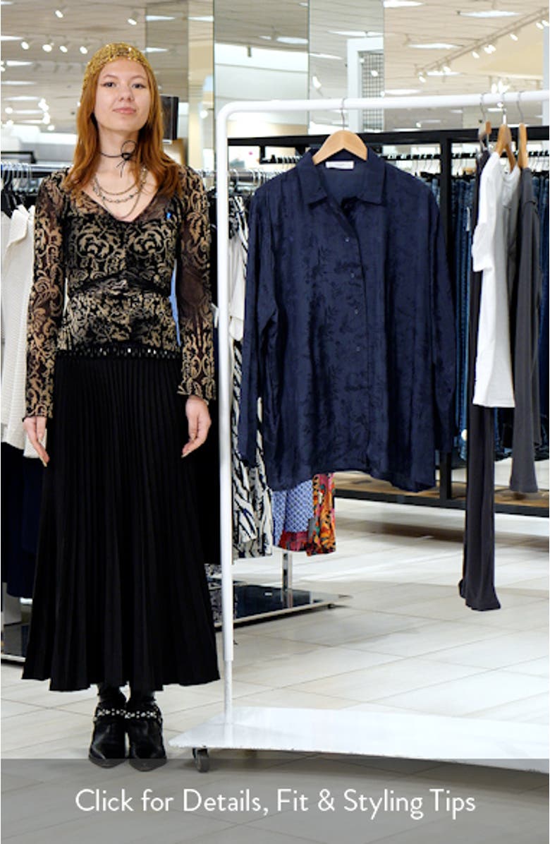Jacquard Satin Button-Up Shirt, sales video thumbnail