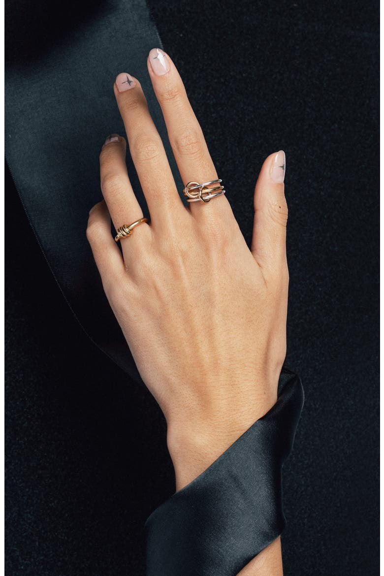 Sirius Mixed Metal Linked Ring, Alternate, color, YELLOW GOLD