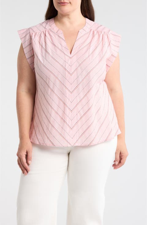 Jacquard Stripe Popover Top