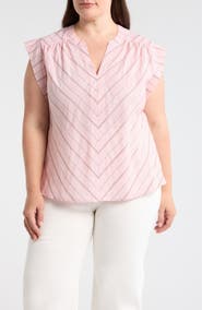 Liverpool Los Angeles Jacquard Stripe Popover Top