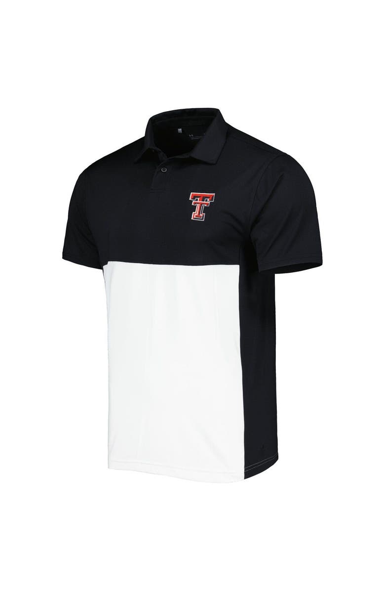 Under Armour Men's Under Armour Black/White Texas Tech Red Raiders Green Blocked Polo Performance Polo, Alternate, color,