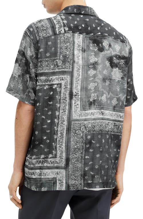 Allsaints Tijuana Bandana Print Short Sleeve Cotton Button-up Shirt