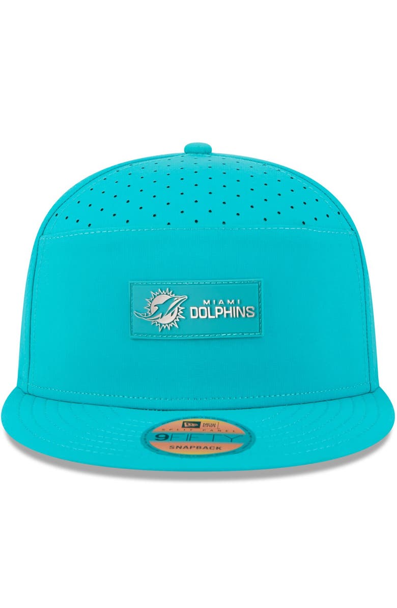 New Era Men's New Era Aqua Miami Dolphins 2025 Sideline  Split Panel 9FIFTY Snapback Hat, Alternate, color, Aqua